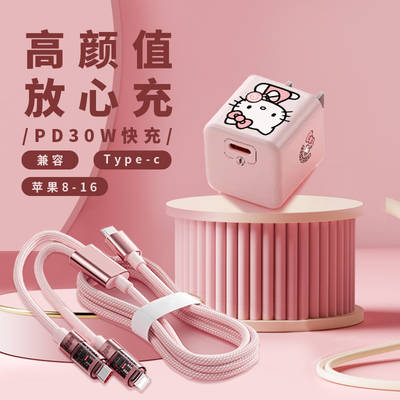 可爱30W苹果氮化充电套装