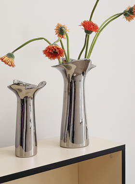 现代高级感极简意式客厅玄关桌面装饰品摆件鲜花水培花瓶陶瓷花器