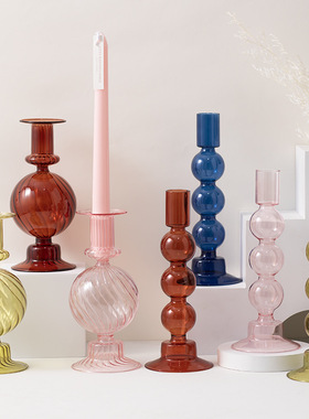 高颜值大号长枝杆状蜡烛玻璃烛台