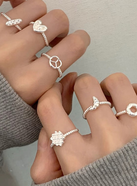 包邮韩系韩版素圈戒指女开口可调节小众精致感轻奢个性百搭新品手
