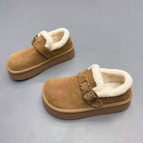 真皮女鞋厚底加绒保暖舒适勃肯鞋