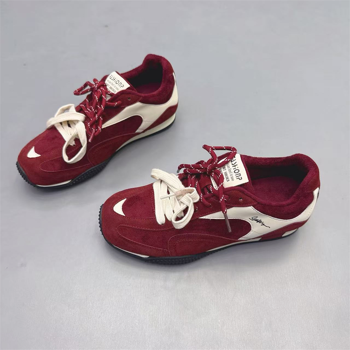 真皮女鞋复古双鞋带加绒德训鞋潮