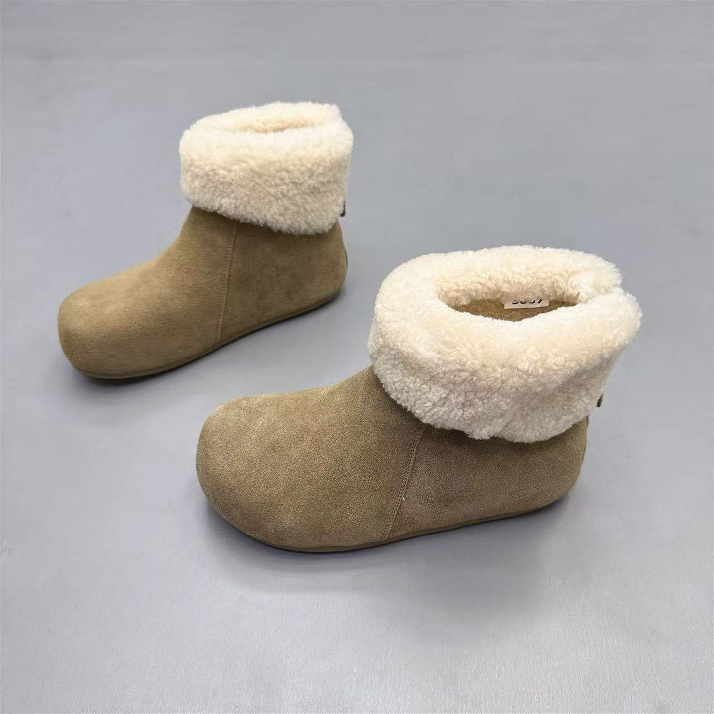 真皮女鞋韩版加绒雪地靴2025冬新款复古磨砂皮保暖短筒靴套筒棉靴