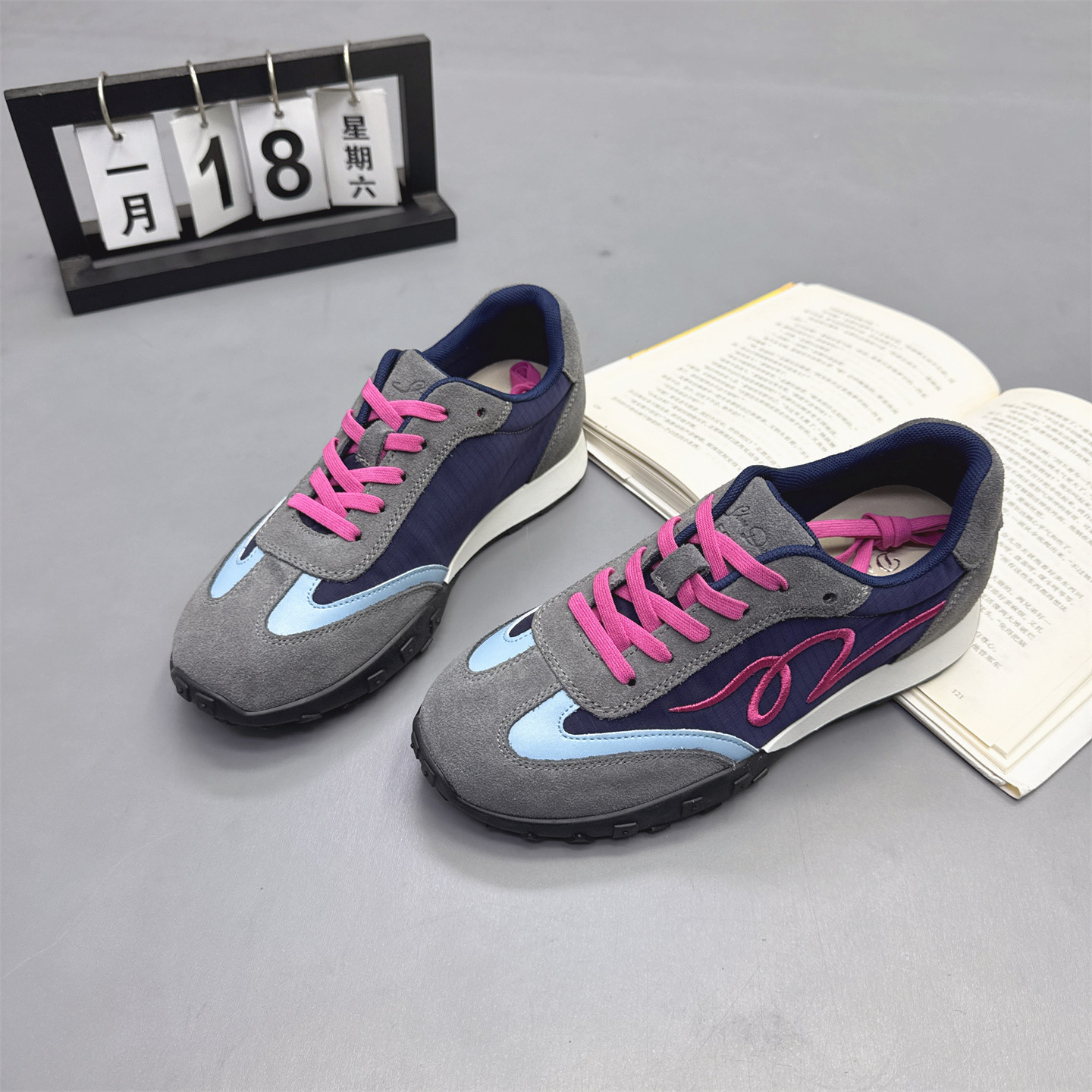 真皮女鞋复古软底拼色德训鞋2026春新款系带百搭阿甘鞋运动休闲鞋,女鞋,德训鞋,淘宝优惠券,粉丝福利购,淘宝优惠卷