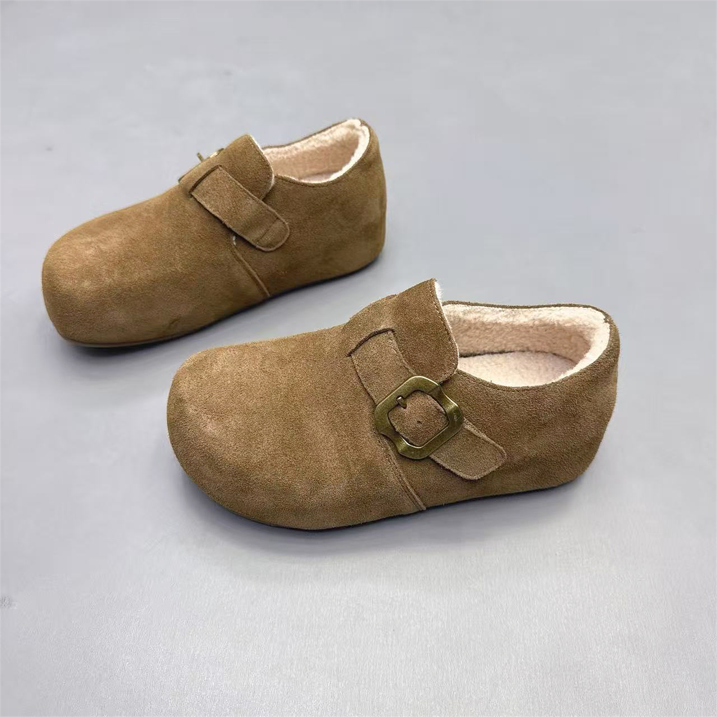 真皮女鞋复古内增高加绒勃肯鞋潮