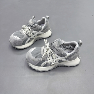 真皮女鞋2025秋冬新款厚底拼色老爹鞋圆头系带德训鞋小蛮腰阿甘鞋