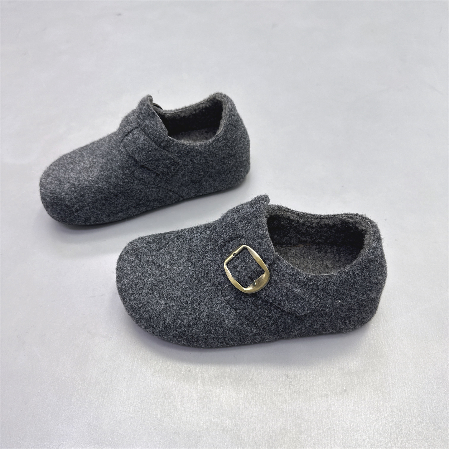 法式内增高加绒毛呢勃肯鞋乐福鞋