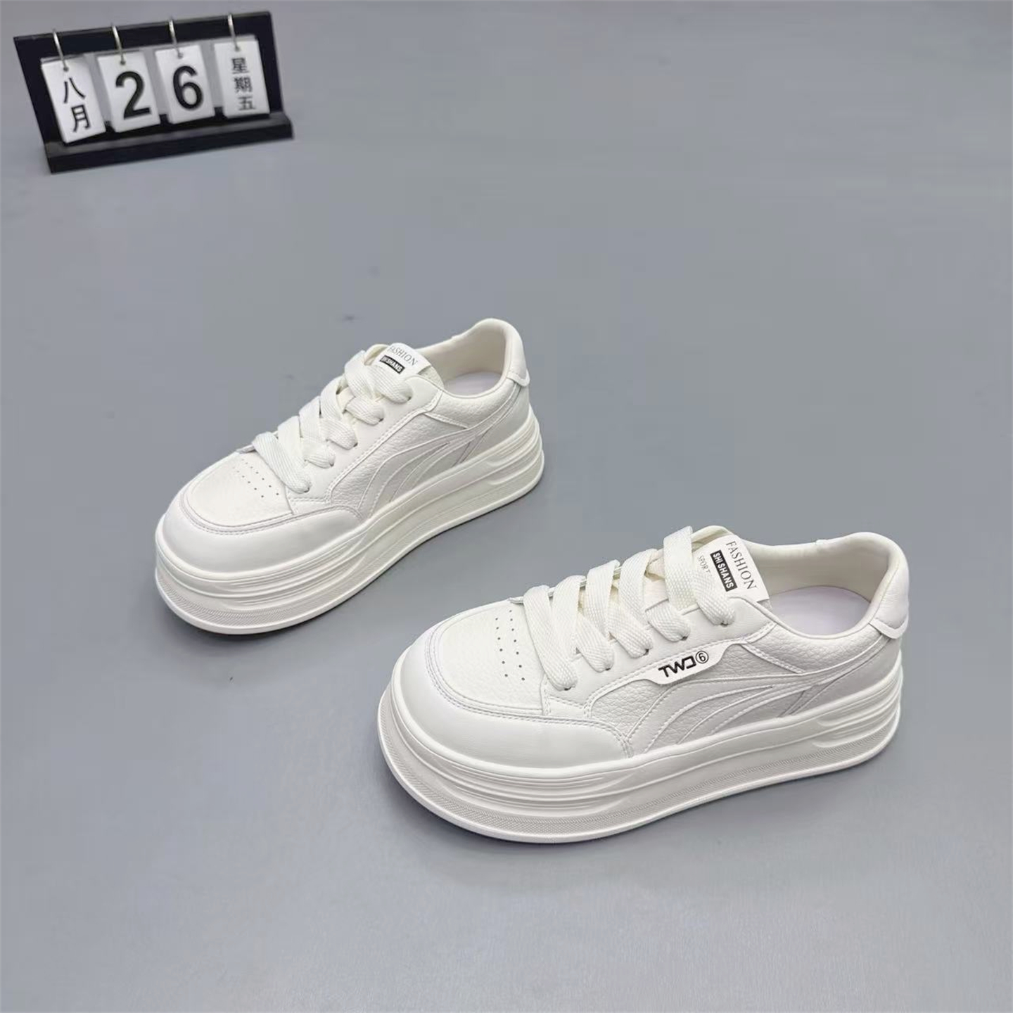 真皮女鞋韩版厚底系带百搭小白鞋