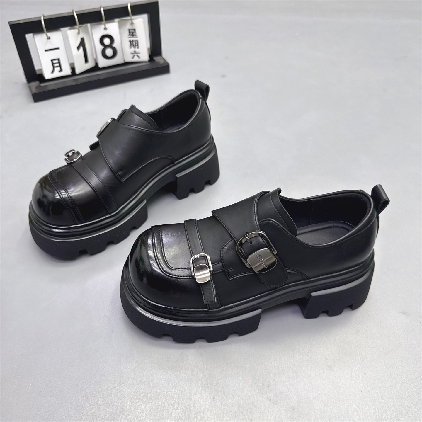 真皮女鞋粗跟增高6CM英伦风小皮鞋2026春新款复古皮带扣乐福鞋潮,女鞋,乐福鞋（豆豆鞋）,淘宝优惠券,粉丝福利购,淘宝优惠卷