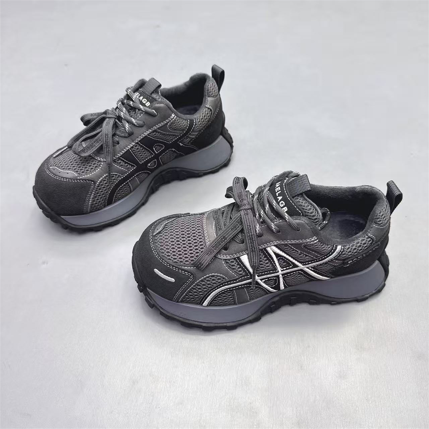 真皮女鞋韩版厚底加绒保暖老爹鞋