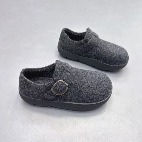 复古魔术贴皮带扣加绒毛呢勃肯鞋2025冬新款保暖松糕摇摇鞋乐福鞋