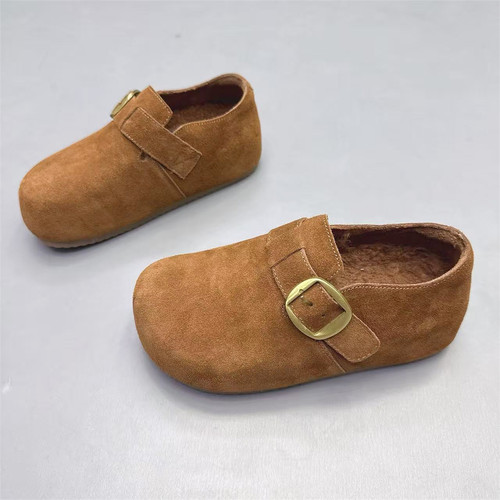 真皮加绒勃肯鞋内增高袋鼠女棉鞋