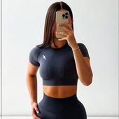 健身服 辣妹上衣外套短袖 DYE秋冬新款 紧身瑜伽运动百搭跑步修身