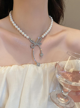 甜酷复古串珠水晶流苏项链小众设计感新中式颈链轻奢高级感锁骨链