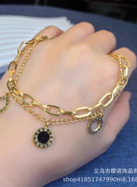 日韩网红钛钢手饰不掉色花朵贝壳手链女时尚气质夏天超火流行饰品