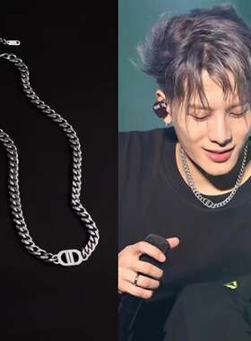 王嘉尔明星同款七哥钛钢嘻哈古巴项链欧美男潮牌锁骨链配饰颈链子