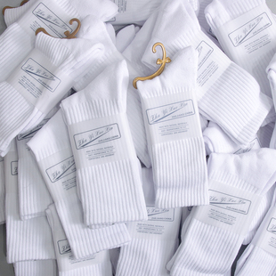 白色毛巾底袜子女中筒纯棉秋冬加厚保暖毛圈运动袜男长筒情侣百搭