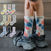 袜子男女中筒袜纯棉ins风潮牌时尚 百搭网红情侣款 扎染运动长筒袜