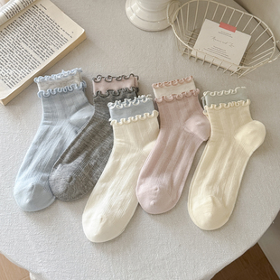 花边短袜女纯棉夏季超薄日系甜美木耳边低帮短筒浅口袜子时尚百搭