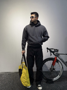 伯克boxy500g连帽卫衣基础短宽纯色套头保暖上衣外套 卡秋山