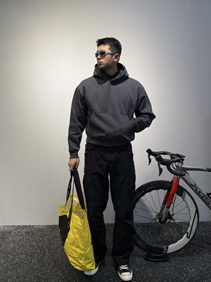 【卡秋山】伯克boxy500g连帽卫衣基础短宽纯色套头保暖上衣外套