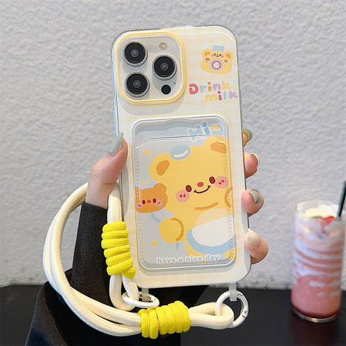 黄油小熊可爱卡包适用iPhone14苹果15Promax手机壳13挂绳12女15潮16Promax新款可爱16插卡