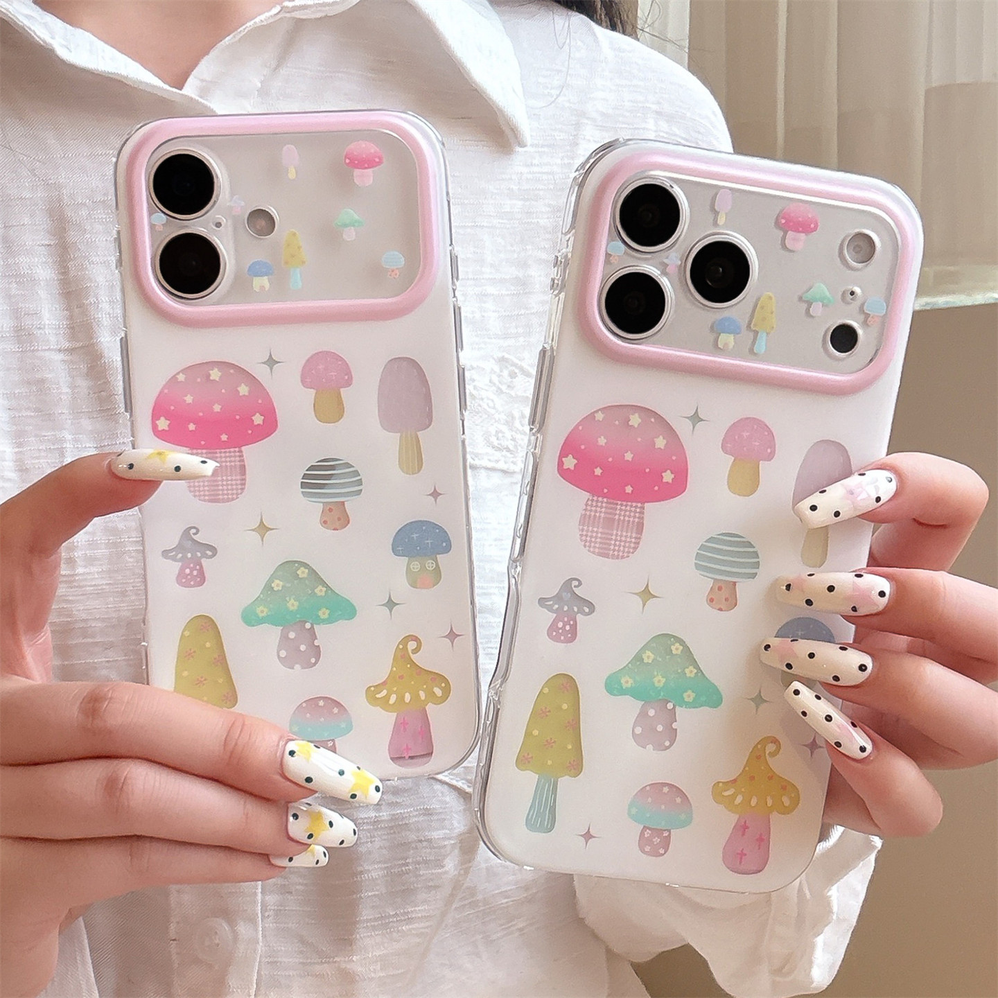 日韩大视窗可爱搞怪蘑菇适用iPhone15苹果16Promax手机壳17新款15女16趣味15Promax文艺小清新17Promax防摔套