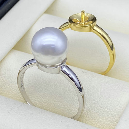 S925纯银珍珠戒指空托配饰diy