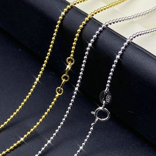 源头工厂s925纯银项链圆珠链百搭锁骨链豆豆链子女款 珍珠吊坠配链