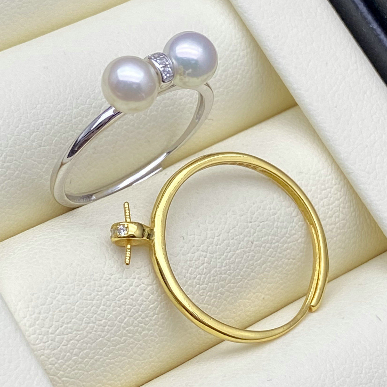 DIY配件s925纯银珍珠戒指空托