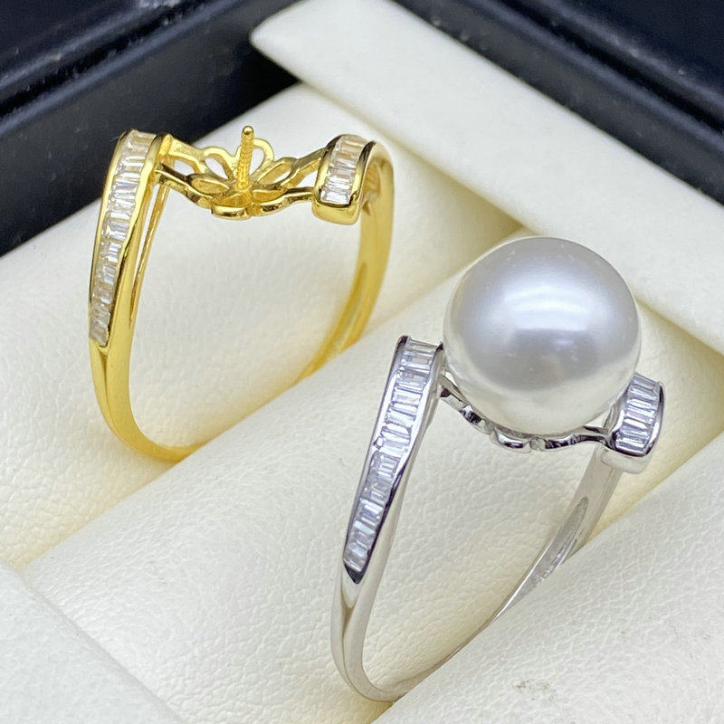 DIY配件s925纯银珍珠戒指空托