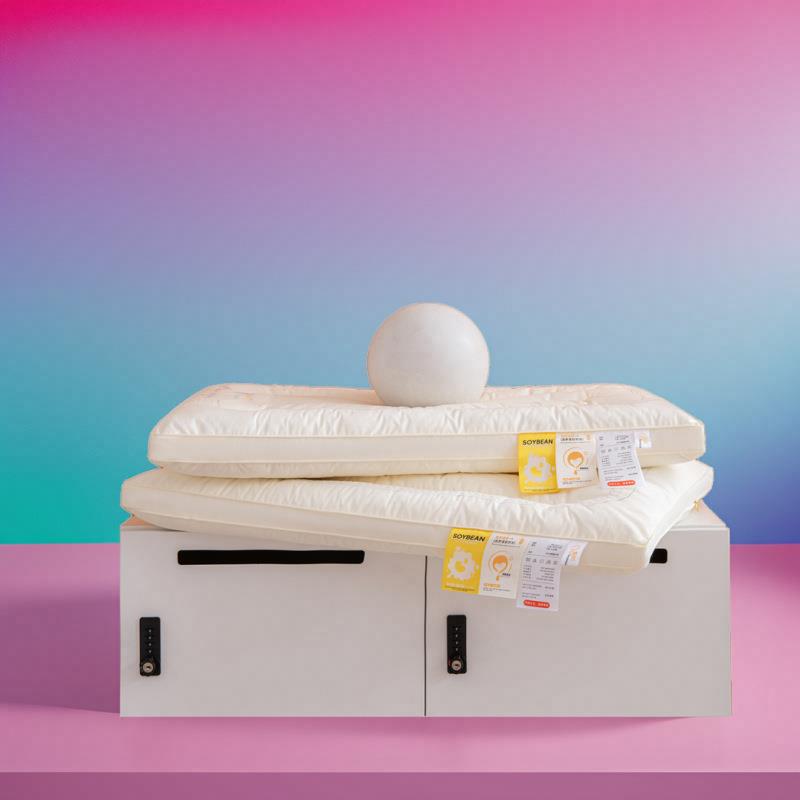 A母婴类全棉大豆定型低枕头云感大豆低枕芯儿童枕大豆纤维成人枕