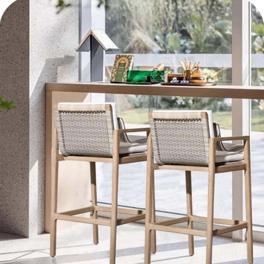 户外实木吧椅庭院别墅阳台藤编高脚椅酒店花园露天柚木吧台高脚凳,3C数码配件,其它配件,淘宝优惠券,粉丝福利购,淘宝优惠卷