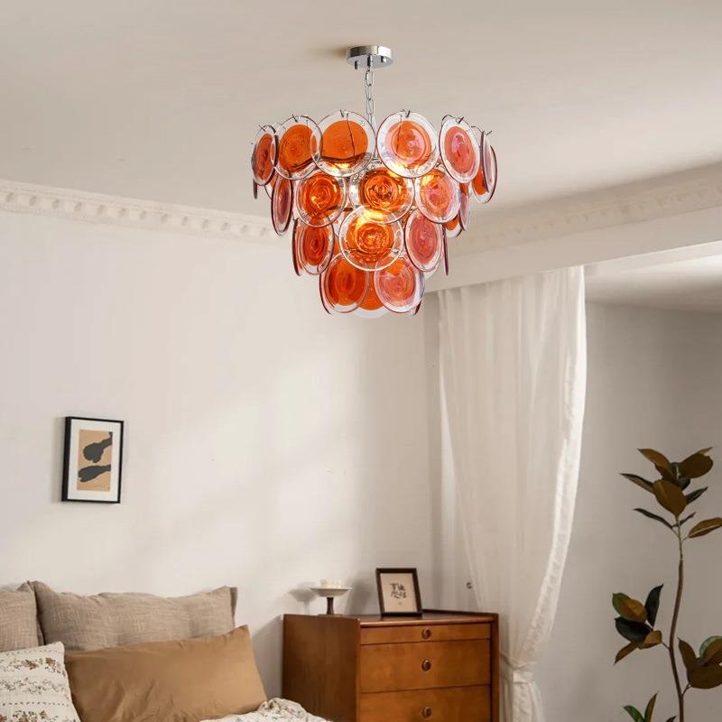 大气客厅吊灯感复式楼梯吊灯轻奢别墅中古高级穆拉诺玻璃主灯法式