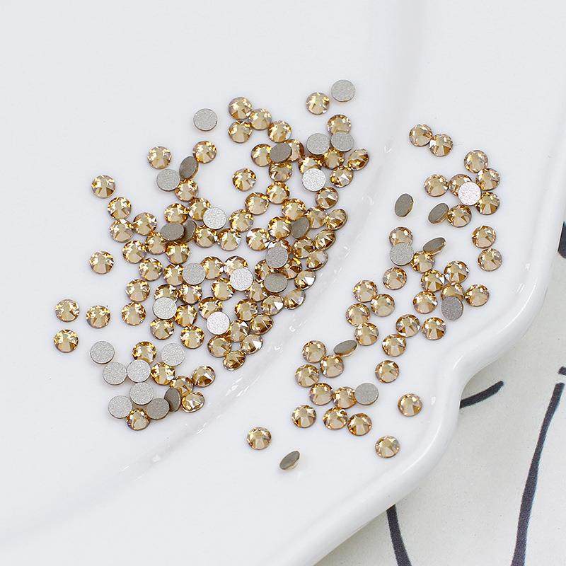 东洲平底钻爆闪圆形金色魅影平底水晶钻优质k9玻璃饰品贴钻美甲钻