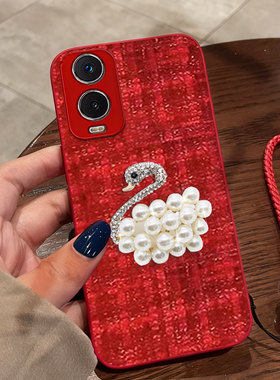 红色本命年布艺小香风适用vivoY76s手机壳秋冬Y200i外壳Z5结婚Y33s本命年T2x全包V27冬天Y30/2026年Y50 5G