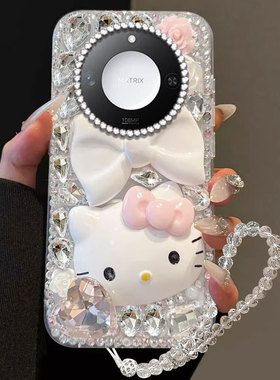 满钻奢华卡通KT猫适用荣耀X60手机壳女款X30镶钻20青春版外壳畅玩40Plus2025年300ultra网红5保护套5T新品