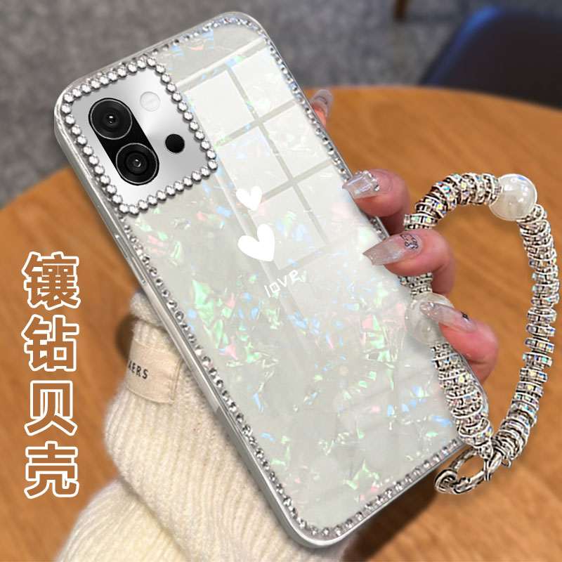 高级感电镀贝壳纹镶钻  不掉漆 不掉色