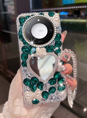 绿色小清新水钻适用荣耀X60手机壳小众X20镶钻畅玩50Plus高级感X50Pro新品V40轻奢版防摔30/2025年X50女款