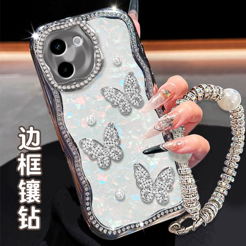 电镀镶钻贝壳，不掉色，不掉漆