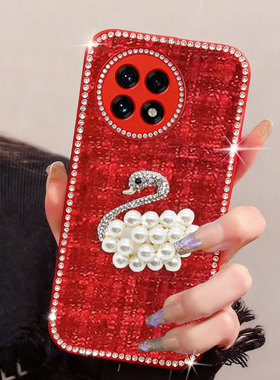 红色过年新年款适用oneplus1+一加13手机壳新款2Pro喜庆12本命年2V全包外壳10R新品5布艺3Pro小香风9RT结婚3