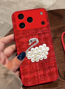 红色本命年布艺小香风适用苹果iPhone17ProMax手机壳保护套12Mini冬天5S秋冬X喜庆8结婚16本命年XS喜庆7Plus