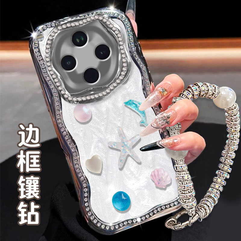 电镀奶油镶钻珠光白，不掉钻，不掉漆