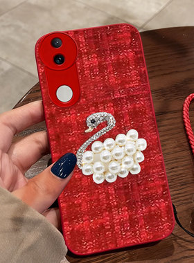 红色本命年布艺小香风适用vivoS20手机壳保护套S15e过年S10名媛S16喜庆S6春节S1喜庆S19外壳S18结婚S5本命年