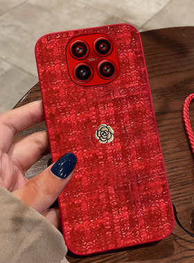 红色本命年布艺小香风适用Redmi红米Note15手机壳本命年12防摔11+/2026年12极速版秋冬15R冬天9A外壳14C春节