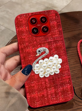 红色本命年布艺小香风适用Redmi红米Note15手机壳名媛11+秋冬14R过年14+防摔15R春节14C本命年12保护套14结婚