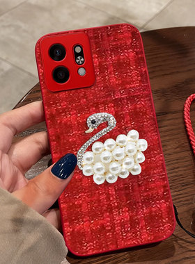 红色本命年布艺小香风适用荣耀Play9T手机壳冬天x60pro春节X20防摔X7过年X50i+结婚5喜庆9T秋冬X30Max全包5T