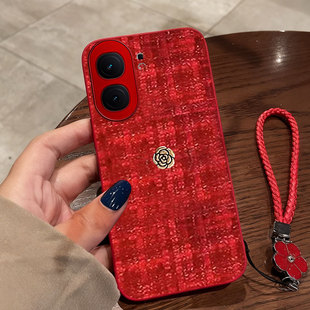 红色本命年布艺小香风适用iQOONeo9手机壳保护套Z9x春节Z7i外壳7过年8se本命年Z9防摔7SE冬天Z7结婚8秋冬6