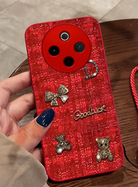 红色本命年布艺小香风适用vivoY500手机壳名媛Y70s结婚Y300i喜庆Y35 5G喜庆Y200GT保护套Y76s全包Y77 5G秋冬