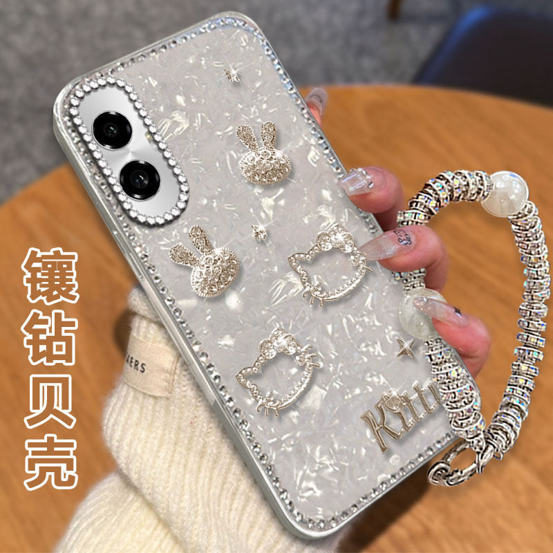 高级镶钻贝壳纹适用荣耀300手机壳女款华为p60pro夏x10防